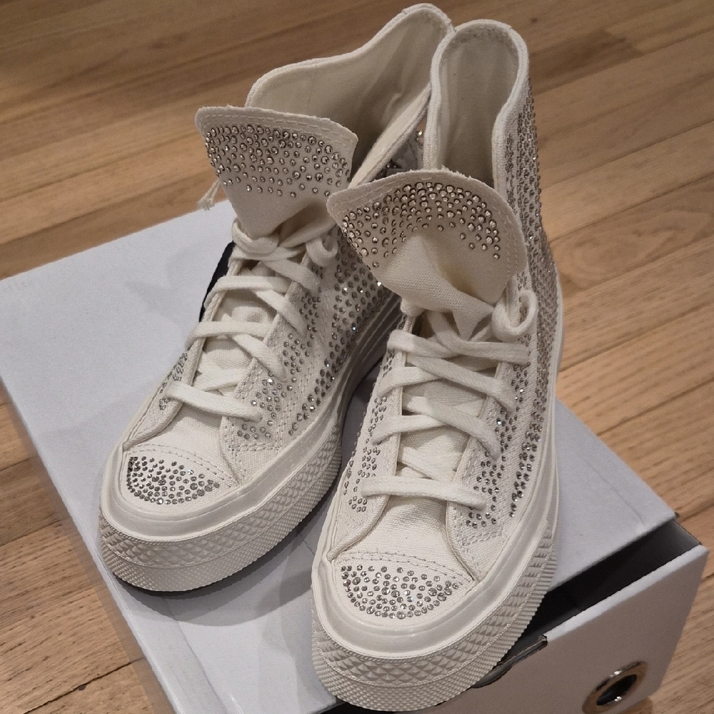 Converse Women's Cream Rhinestone High-Top Sneakers